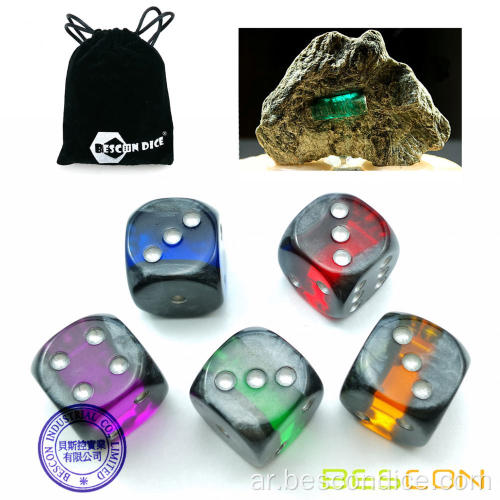 Bescon Mineral Rocks Gem Vines 6 Sides 16mm Dice Set 20 Pack ، 5/8 "D6 Mineral Rock Dice في ألوان متنوعة